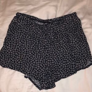 navy floral brandy melville flowy shorts w tie